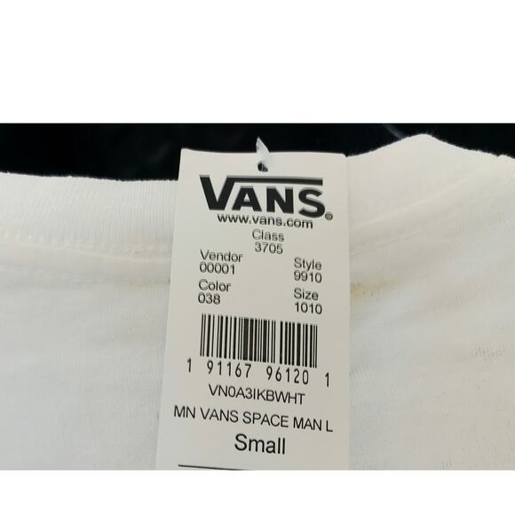 Men's white cotton long sleeve T Shirt VANS NASA Astronaut da Vinci size S New - Picture 7 of 7